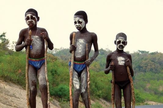 Walking on stilts is widely practiced among the young men of the Banna Tribe of Ethiopia.